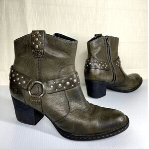 Born Olive Studded Moto Boots